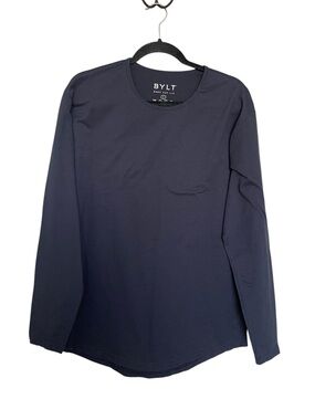 BYLT Basics Navy Long Sleeve Crewneck Tee